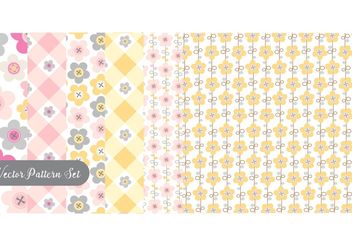 Flowers And Buttons Pattern Vector Set - Free vector #144447