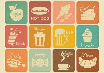 Free Retro Drink And Food Vector Icons - Free vector #145017