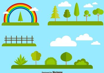 Flat forest and nature elements collection - Free vector #145907