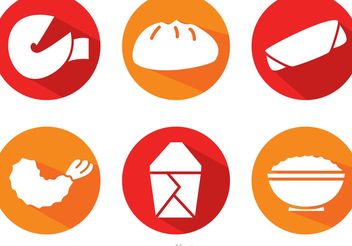 Vector Chinese Food Long Shadow Icons - Free vector #147167