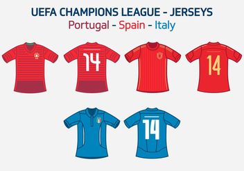 UEFA Team Jerseys Portugal Spain Italy Vector Free - Free vector #148427