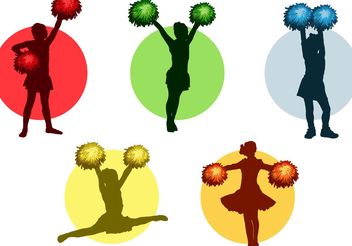 Cheerleader with Pom poms Vector Pack - Free vector #148677