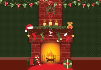 Free Vector Christmas Fireplace Background - vector #149327 gratis