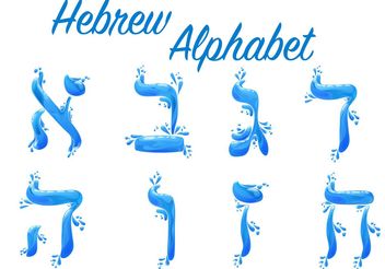 Watery Hebrew Alphabet Vector Pack - Free vector #149827