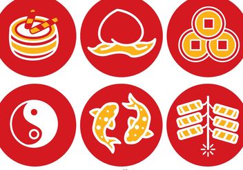 Lunar New Year Round Icons Vector - vector gratuit #150197 