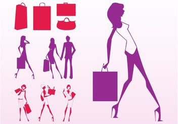 Shopping Girls Silhouettes - Free vector #150407