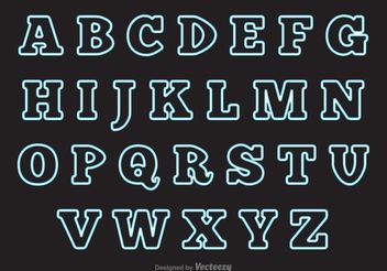 Blue Neon Style Alphabet - Free vector #150887