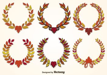 Autumn Leaf Wreath Vectors - Free vector #153437