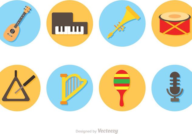 Vector Music Instruments Circle Icons - Free vector #155487