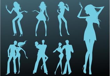 Dancing Girls And Couples - Free vector #156347