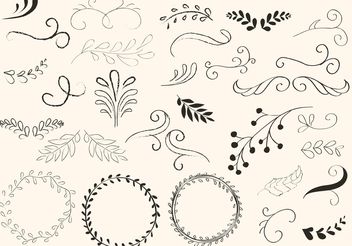 Hand Drawn Swirls and Wreath Vectors - бесплатный vector #156597