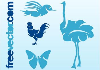 Birds And Butterfly - Free vector #157627