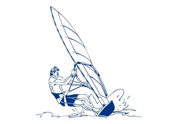 Windsurfing Man Design - Free vector #158097