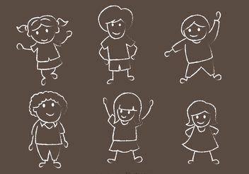 Happy Kids Chalk Drawn Vector Pack - Free vector #158197