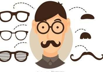 Vector Cool Dude With Glasses And Mustache - vector gratuit #158477 