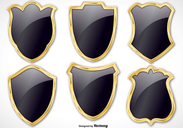 Black and Gold Vector Shield Set - Kostenloses vector #160177