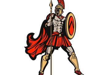 Free Vector Spartan with Spear and Shield - vector gratuit #160257 