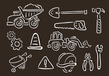 Contruction Chalk Drawn Vector Icons - Free vector #161967