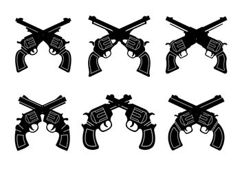 Collection of Vintage Gun Shapes - Free vector #162537