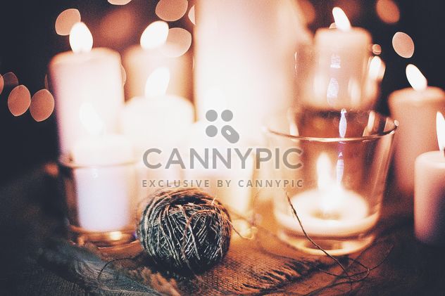 Burning candles and yarn - image gratuit #183747 