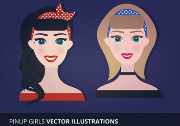 Pinup Girls Vector Illustration - vector gratuit #201237 