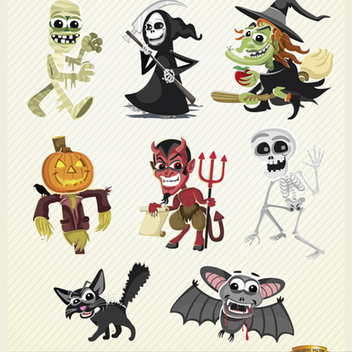 Halloween Vector Cartoon Characters Set - vector gratuit #202177 