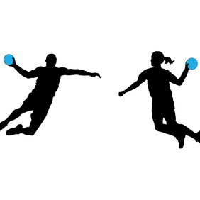 Handball Players Silhouette Vectors - Free vector #202957