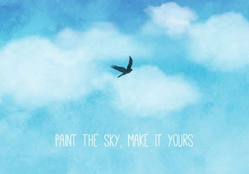 Blue Watercolor Sky And Clouds Background - vector gratuit #205197 