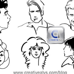 Line Art Faces - Free vector #207907