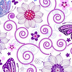 Floral Butterfly Pattern - Free vector #208457
