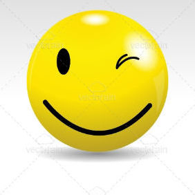 Glossy Smiley Ball Winking - Free vector #211837