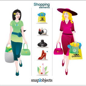 Vector Shopping Elements And Illustrations - vector gratuit #212297 