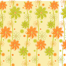 Green & Orange Floral Background - vector gratuit #214547 
