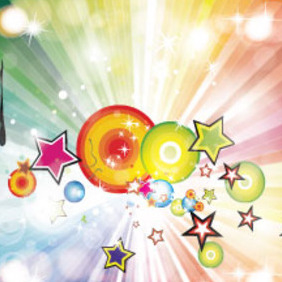 Colored Rainbow With Retro Stars Free Graphic - vector gratuit #215247 
