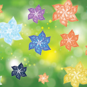 Colored Flowers In Green Nature Design - бесплатный vector #215617
