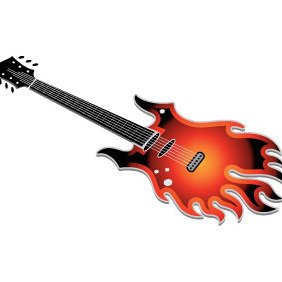 Flame Guitar Vector - Free vector #215807