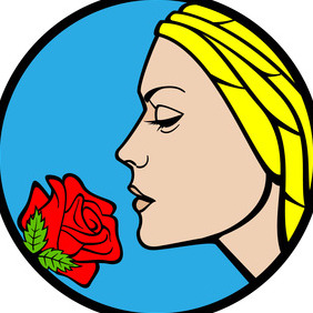 Girl With Rose Vector - Free vector #216907