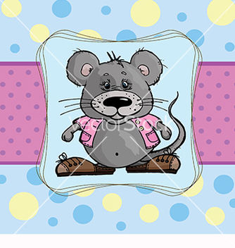Free baby card with a mouse on a blue background vector - vector gratuit #219697 