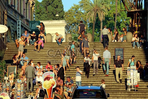 Roman staircase, people, sunset, Rome, autumn - image gratuit #271637 