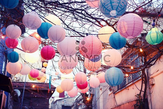 colorful lanterns in cafe in Istanbul - image gratuit #272337 