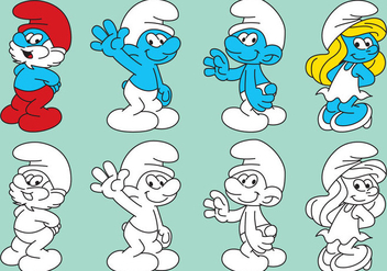 Colorful & Line Smurfs - Free vector #274237