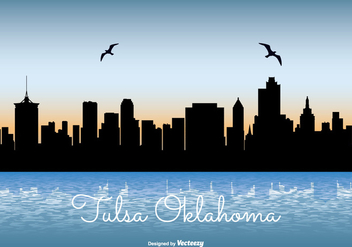 Tulsa Oklahoma Skyline Illustration - бесплатный vector #274467