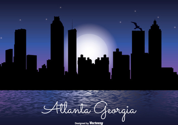 Atlanta Georgia Night Skyline Illustration - vector gratuit #303437 