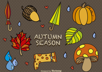 Cartoon autumn elements - vector gratuit #303487 