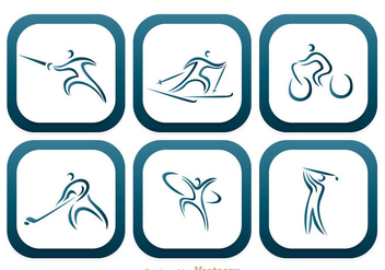 Sport Round Square Icons - Free vector #304367