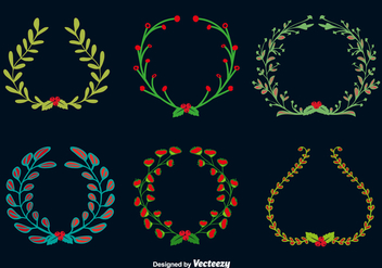 Doodle christmas round wreaths - бесплатный vector #328807