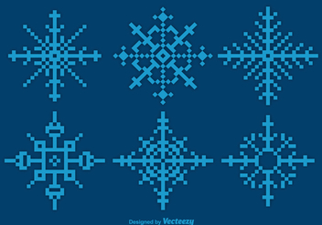 Pixeles blue snowflakes - vector gratuit #328817 