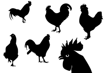 Rooster silhouettes vectors - Free vector #329447