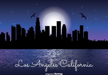 Los Angeles Night Skyline Illustration - vector gratuit #330127 