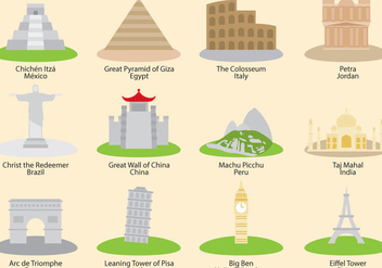 Wonders Of The World Vector Icons - vector gratuit #332977 